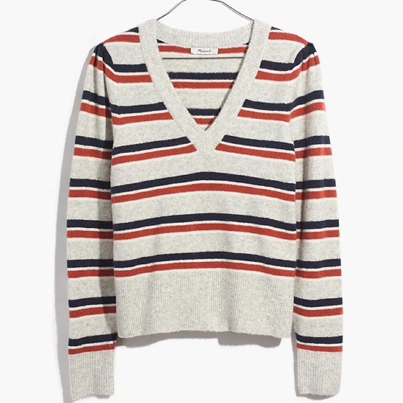 Madewell V-Neck Striped Soft Sweater - Picture 2 of 7